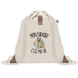 Sac à Dos avec Pochette Avant Beige Mon Eurasier c'est ma vie
