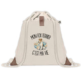 Sac à Dos avec Pochette Avant Beige Mon Fox Terrier c'est ma vie