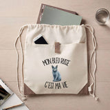 Sac à Dos avec Pochette Avant Beige Mon Bleu Russe c'est ma vie