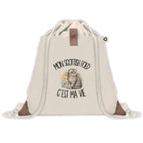 Sac à Dos avec Pochette Avant Beige Mon Scottish Fold c'est ma vie