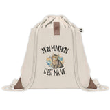 Sac à Dos avec Pochette Avant Beige Mon Munchkin c'est ma vie