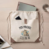 Sac à Dos avec Pochette Avant Beige Mon Munchkin c'est ma vie
