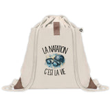 Sac à Dos avec Pochette Avant Beige La natation c'est la vie