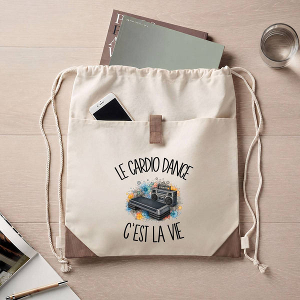 Sac à Dos avec Pochette Avant Beige Le cardio dance c'est la vie