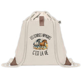 Sac à Dos avec Pochette Avant Beige Les courses hippiques c'est la vie