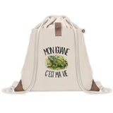 Sac à Dos avec Pochette Avant Beige Mon iguane c'est ma vie
