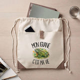 Sac à Dos avec Pochette Avant Beige Mon iguane c'est ma vie