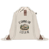 Sac à Dos avec Pochette Avant Beige Le camping-car c'est la vie