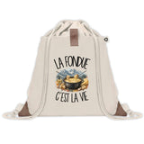 Sac à Dos avec Pochette Avant Beige La fondue c'est la vie