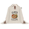 Sac à Dos avec Pochette Avant Beige La pizza c'est la vie