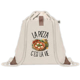 Sac à Dos avec Pochette Avant Beige La pizza c'est la vie