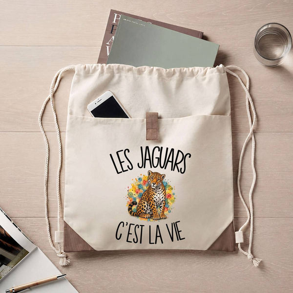 Sac à Dos avec Pochette Avant Beige Les jaguars c'est la vie