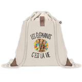 Sac à Dos avec Pochette Avant Beige Les éléphants c'est la vie