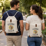 Sac à Dos avec Pochette Avant Beige Les éléphants c'est la vie