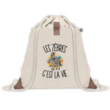 Sac à Dos avec Pochette Avant Beige Les zèbres c'est la vie