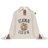 Sac à Dos avec Pochette Avant Beige Les koalas c'est la vie