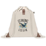 Sac à Dos avec Pochette Avant Beige Les baleines c'est la vie