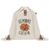 Sac à Dos avec Pochette Avant Beige Les poulpes c'est la vie