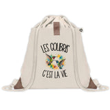 Sac à Dos avec Pochette Avant Beige Les colibris c'est la vie