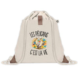 Sac à Dos avec Pochette Avant Beige Les pélicans c'est la vie