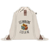 Sac à Dos avec Pochette Avant Beige Les papillons c'est la vie