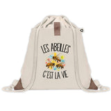 Sac à Dos avec Pochette Avant Beige Les abeilles c'est la vie