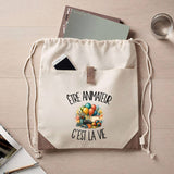 Sac à Dos avec Pochette Avant Beige Être animateur c'est la vie