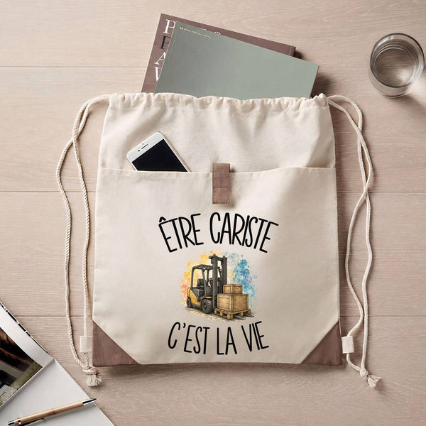 Sac à Dos avec Pochette Avant Beige Être cariste c'est la vie