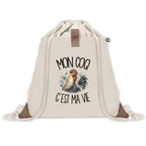 Sac à Dos avec Pochette Avant Beige Mon coq c'est ma vie
