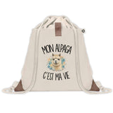 Sac à Dos avec Pochette Avant Beige Mon alpaga c'est ma vie