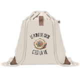 Sac à Dos avec Pochette Avant Beige Le point de croix c'est la vie