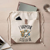 Sac à Dos avec Pochette Avant Beige L'harmonie c'est la vie