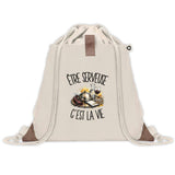 Sac à Dos avec Pochette Avant Beige Être serveuse c'est la vie