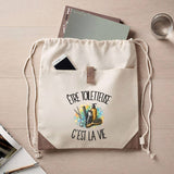 Sac à Dos avec Pochette Avant Beige Être toiletteuse c'est la vie
