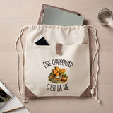 Sac à Dos avec Pochette Avant Beige Être charpentier c'est la vie
