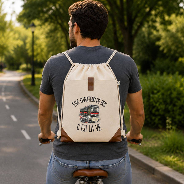 Sac à Dos avec Pochette Avant Beige Être chauffeur de bus c'est la vie