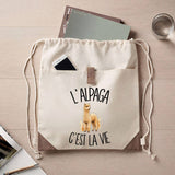 Sac à Dos avec Pochette Avant Beige L'alpaga c'est la vie