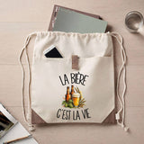 Sac à Dos avec Pochette Avant Beige La bière c'est la vie