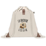 Sac à Dos avec Pochette Avant Beige La broderie c'est la vie
