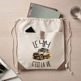 Sac à Dos avec Pochette Avant Beige Le 4x4 c'est la vie