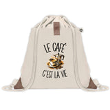 Sac à Dos avec Pochette Avant Beige Le café c'est la vie