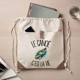 Sac à Dos avec Pochette Avant Beige Le canoë c'est la vie