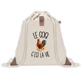 Sac à Dos avec Pochette Avant Beige Le coq c'est la vie