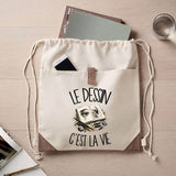 Sac à Dos avec Pochette Avant Beige Le dessin c'est la vie