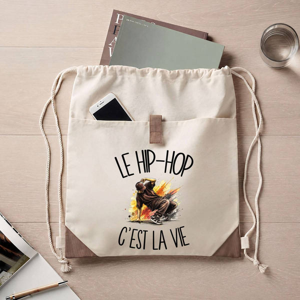 Sac à Dos avec Pochette Avant Beige Le hip-hop c'est la vie