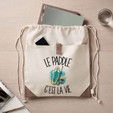 Sac à Dos avec Pochette Avant Beige Le paddle c'est la vie