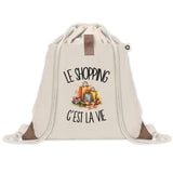 Sac à Dos avec Pochette Avant Beige Le shopping c'est la vie