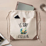 Sac à Dos avec Pochette Avant Beige Le surf c'est la vie