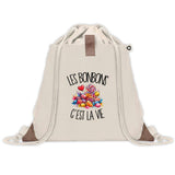 Sac à Dos avec Pochette Avant Beige Les bonbons c'est la vie