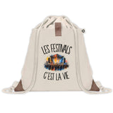 Sac à Dos avec Pochette Avant Beige Les festivals c'est la vie